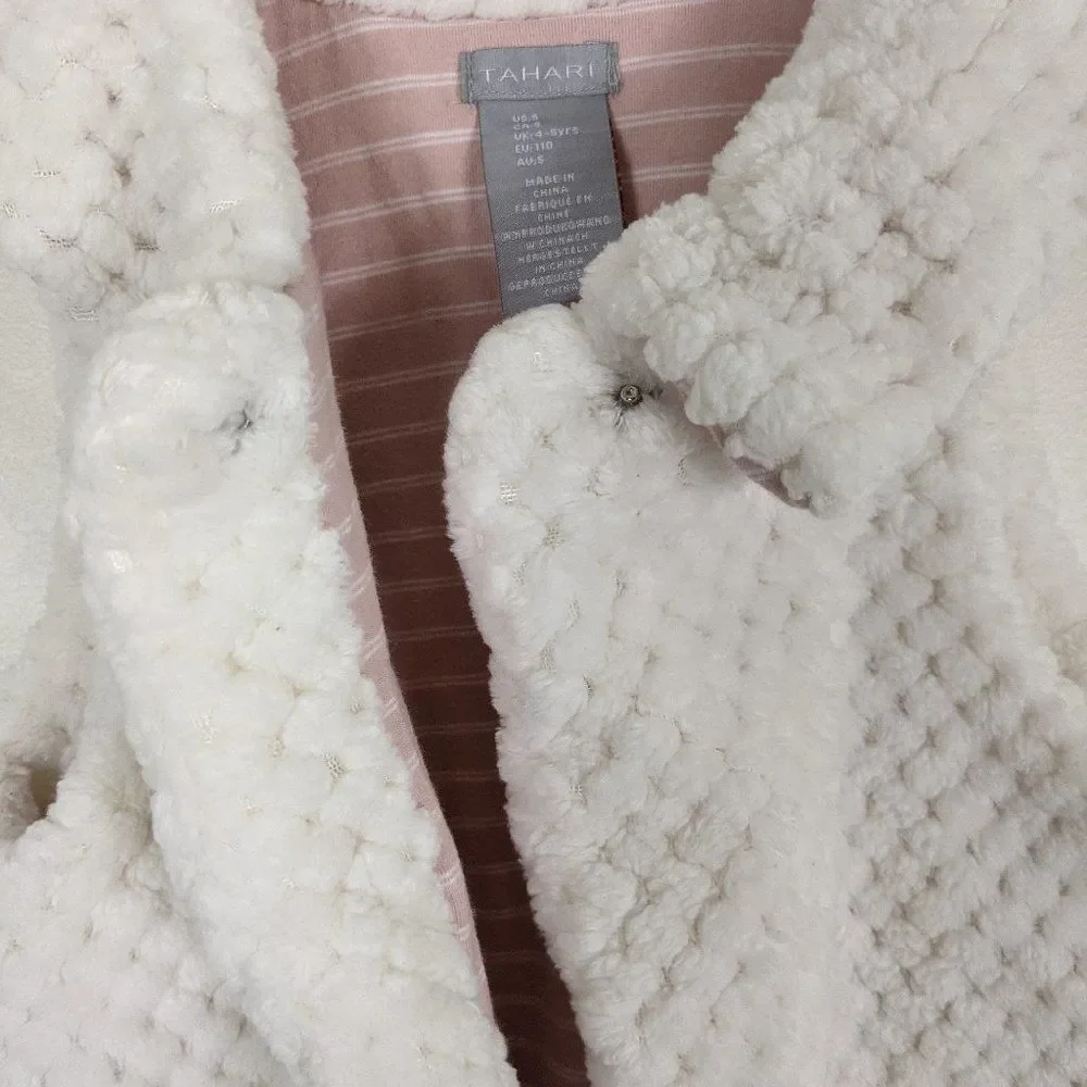 Tahari Faux Fur Toddler Girl Furry Vest Size 5 Cream